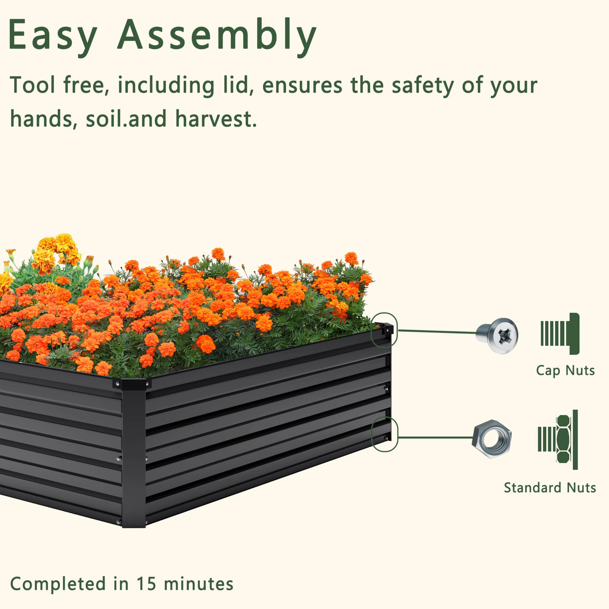 DIIYIV 12x2x1FT Galvanized Raised Garden Bed Kit,Vegetable Boxes-Rectangle Metal Flower Box,Large Planter Raised Beds Outdoor Garden for Planting,Fruit,Herb-Black