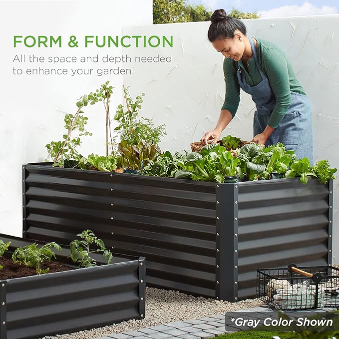 Best Choice Products 6x3x2ft Outdoor Metal Raised Garden Bed, Deep Root Box Planter for Vegetables, Flowers, Herbs, and Succulents w/ 269 Gallon Capacity - Taupe