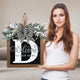 Ultra Large 14'' Last Name All Year Round Front Door Wreath with 26 Initial Letter Welcome Sign All Seasons Eucalyptus Garland and Bow Wreaths for Front Door Porch Farmhouse Decoration (D)