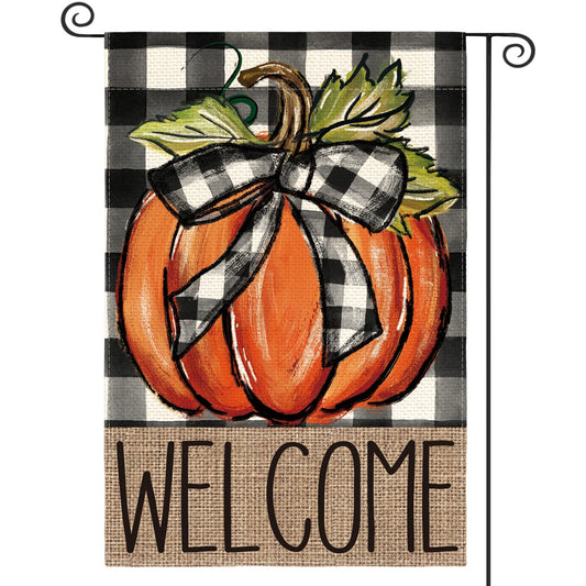 AVOIN colorlife Fall Thanksgiving Pumpkin Welcome Garden Flag 12x18 Inch