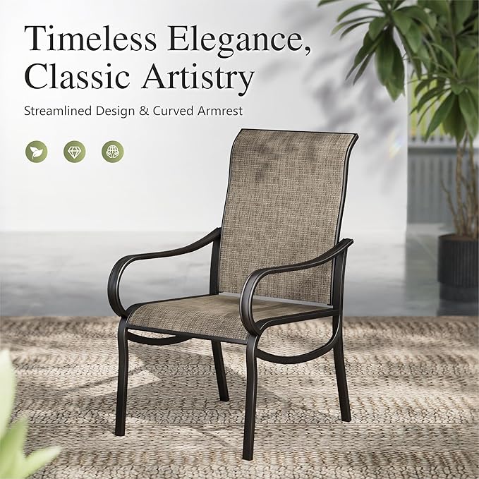 Sophia & William Patio Dining Chairs Set of 2 Outdoor Chairs High Back Textilene for Lawn Garden Backyard Poolside Weather Resistant