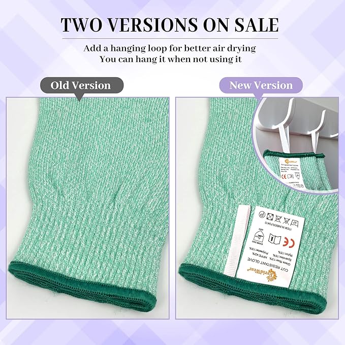 Evridwear Cut Resistant Gloves Food Grade Level 5 Kitchen Safety Protection (Small, Green)