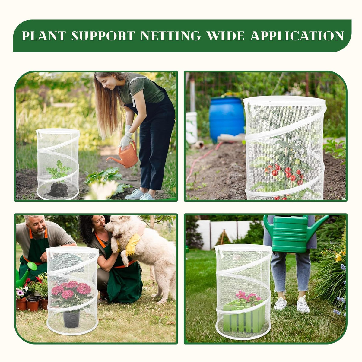 2-Pack Pop Up Plant Covers, Heavy Duty 18"x24" Mesh Plant Cover & Garden Cloche with Ground Stakes, Windproof Plant Protector Tent for Tomato & Strawberry (Protection from Birds & Animals)