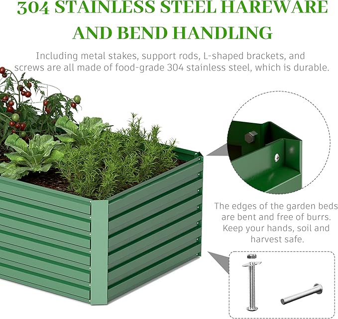8x4x2 ft Outdoor Raised Garden Bed, Large Metal Planter Raised Beds, Planters for Outdoor Plants for Vegetables, Flowers, Herbs, Fruits, and Succulents.(2 Pcs)