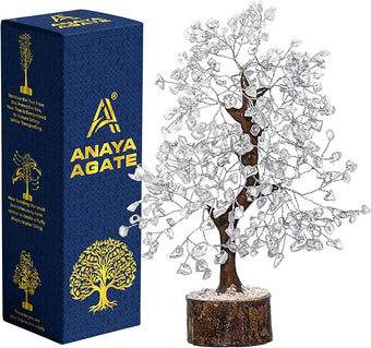 ANAYA AGATE Clear Quartz Crystal Trees for Home Decor, Office Desk Decoration, Chakra Healing Crystals and Stone for Positive Energy, Money, Good Luck, Tree of Life Spiritual for Women and Mom