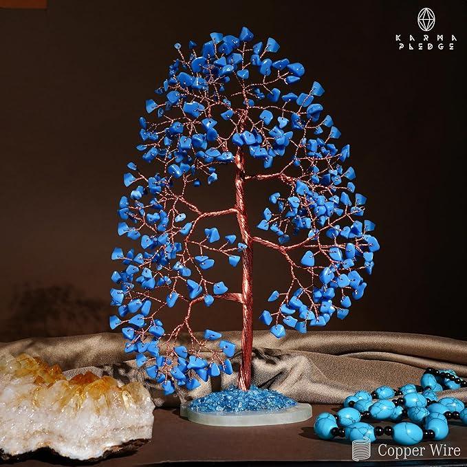 Crystal Trees for Home and Office Decoration, Turquoise Chakra Healing Crystals Feng Shui Handmade Trees for Positive Energy, Money, Good Luck, Christmas Decor, Birthday Gifts for Women, Mom