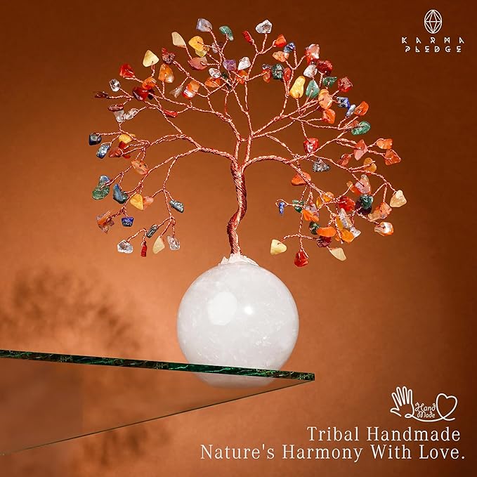 7 Chakra Crystal Tree of Life Gifts for Women, Handmade Home and Office Decor Bonsai Feng Shui Tree for Positive Energy, Good Luck, Money, Yoga, Meditation, Reiki Healing Stone, Birthday Gifts