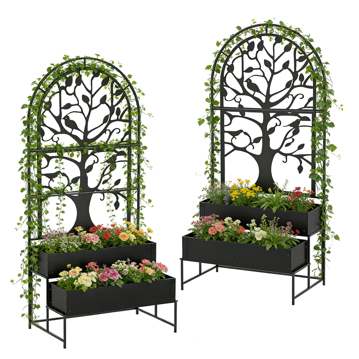 Arched Planter Box Set of 2, Outdoor Privacy Planters, Raised Garden Bed