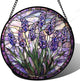 JOSUMALY Stained Glass Window Hanging - Purple Flowers Suncatcher for Door Terrace Garden Home Decor Lavender Plant Floral Sun Catcher Birthday Gifts for Lovers Women Men Dad Mom Nana 11.8 in