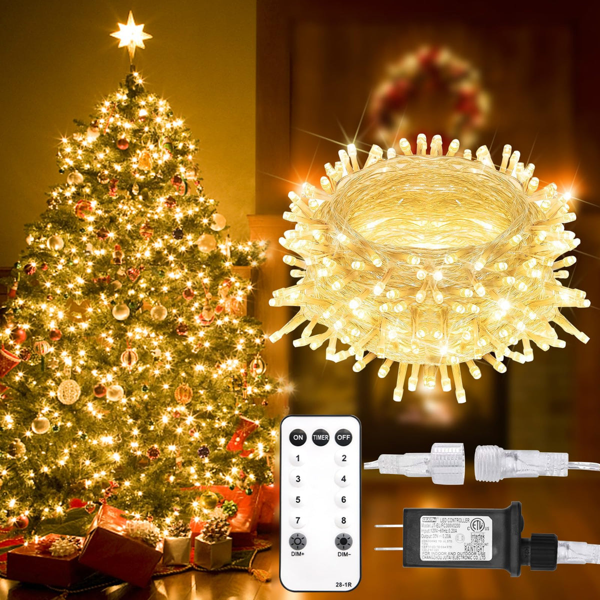 suddus Christmas String Lights 100 LED Connectable Fairy Lights Warm White