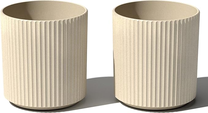 Veradek Demi Series Round Planter for Porch, Patio, Backyard | Durable Plastic-Stone Composite Material | Modern Décor for Tall Plants, Flowers