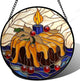 Stained Glass Window Hanging - Blue Candle Cake Suncatcher for Doors Home Christmas Decoration Winter Sun Catcher Thanksgiving New Year Birthday Gifts for Women Men Mom Nana Girl 9.8 in