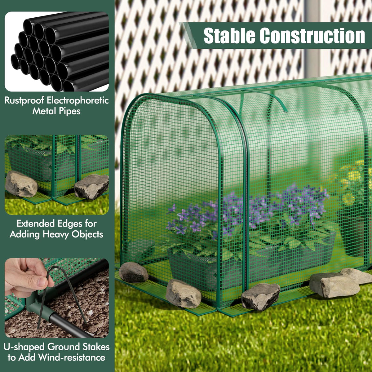 Happygrill Portable Mini Greenhouse with Waterproof Sun-Protective PE Cover
