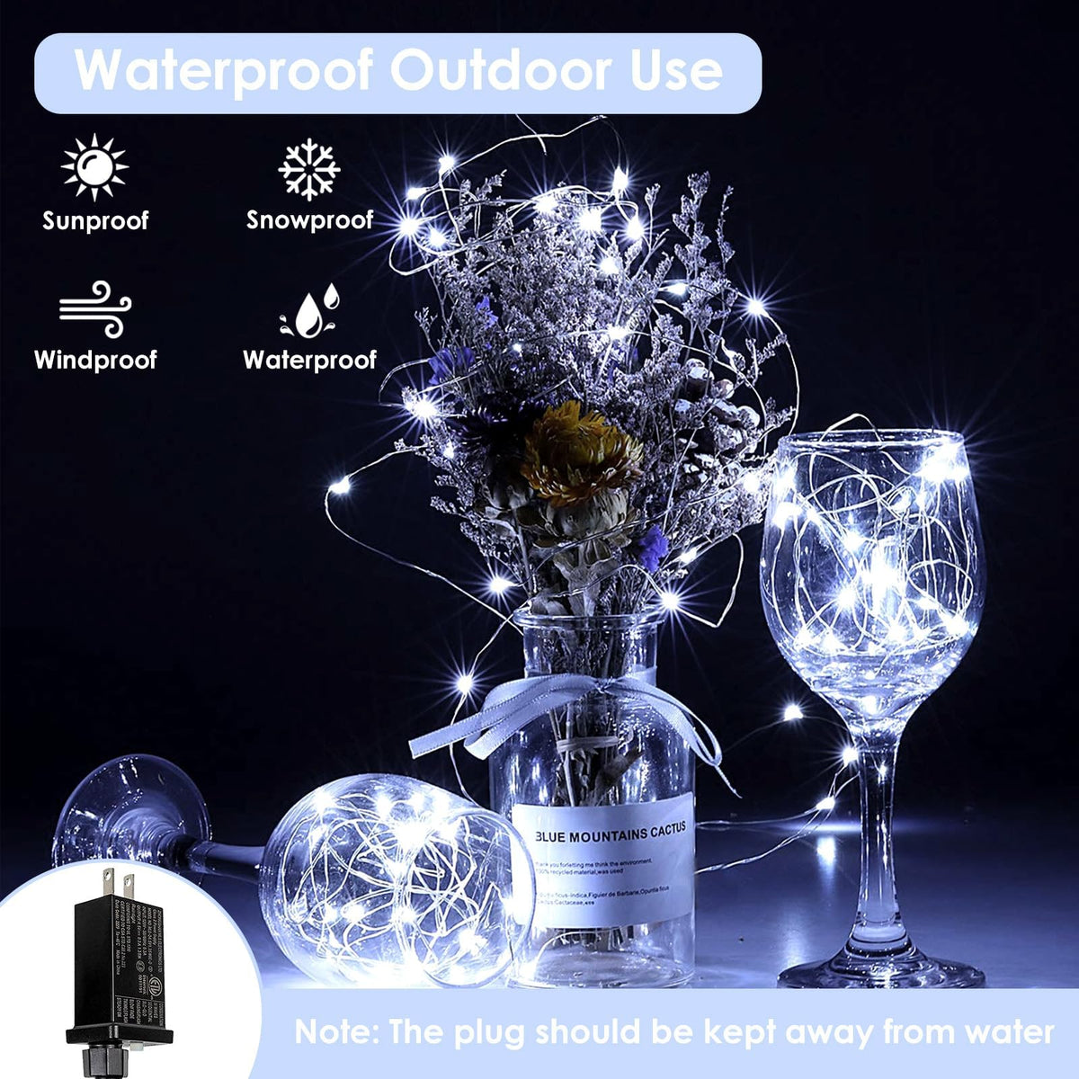 99FT 300 LED Fairy Lights with Remote, Plug in Twinkle Light Outdoor Indoor