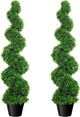 3ft Spiral Boxwood Topiary Trees Artificial Outdoor Set of 2, 36 Inch Faux Greenery for Front Porch, Garden Entryway, Artificial Plants Outdoor for Home Decor