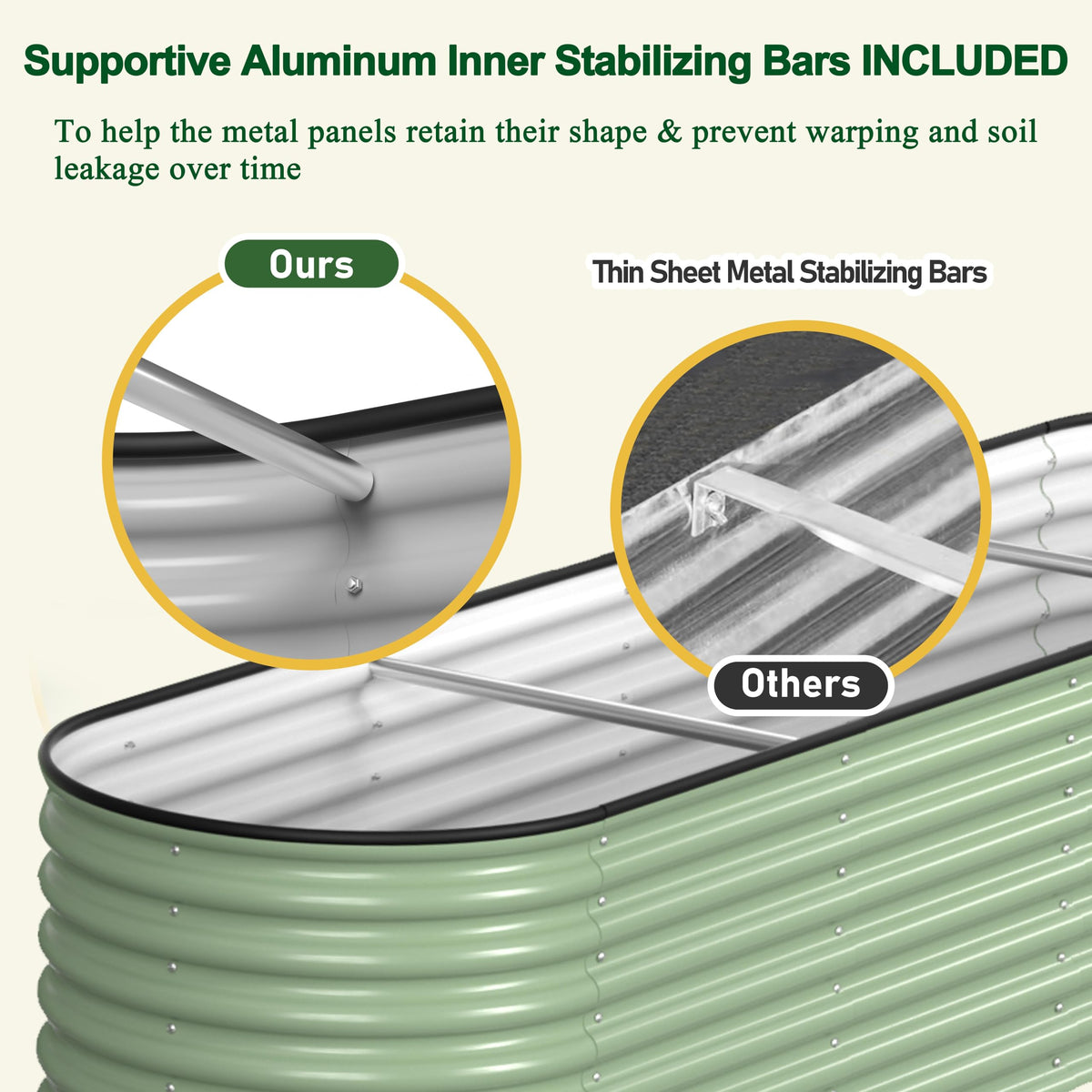 MUPATER 8x2x2ft Galvanized Raised Garden Bed, 9-in-1 Metal Planter Box