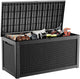 320 Gallon Resin Deck Box, Lockable Weatherproof Outdoor Storage Box for Furniture, Garden Tools and Tools Storage, Waterproof Outside Storage Boxes - Black