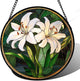 Stained Glass Window Hanging, White Lily Suncatcher for Door Garden Patio Birth Flower Green Plant Sun Catchers Decor Christmas Mother's Day Birthday Gifts for Women Mom Nana Friend 15 in