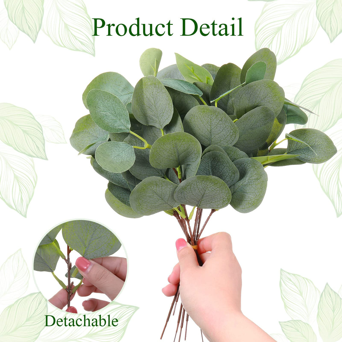 Giegxin 300 Pcs Artificial Eucalyptus Stems Leaves Bulk 11.8 Inches