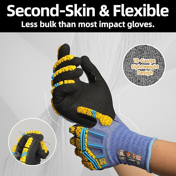 Schwer PRO-SKIN Impact Gloves with ANSI A4 Cut Reistant Protection, Flexible and Comfortable Work Gloves with Grip，Touchscreen, Used for Oil and Gas E&P，Mechanic, Construction, Non-PFAS, L, PM3900-T