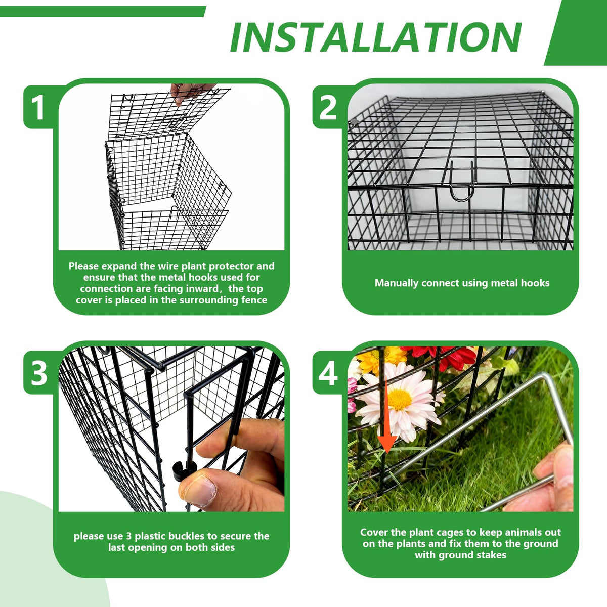 Metal Plant Cages for Outdoor Plants, Garden Cloches for Plants 4 Pack