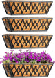 4 Pack 16 Inch Window Boxes Planters Railing Planter Box with Coco Liners Deck Railing Planter Boxes Balcony Hanging Flower Box for Outdoor Plants Garden Decor