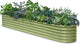 10x2x1.5 | 8x4x1.5 ft Galvanized Raised Garden Bed, 18" Tall Metal Planter for Outdoor Plants Vegetable Herb Leafy Green, Modular Raised Flower Bed with Rust Resistant Coating - Moss Green