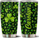 WONWIX Personalized Green Irish Shamrocks Tumbler For Women with Lid Insulated 20 oz Stainless Steel Water Bottle Coffee Cup Travel Mug Gift For Mom Daughter Wife Girls