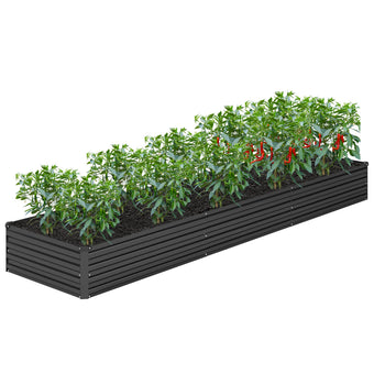 DIIYIV 12x2x1FT Galvanized Raised Garden Bed Kit,Vegetable Boxes-Rectangle Metal Flower Box,Large Planter Raised Beds Outdoor Garden for Planting,Fruit,Herb-Black