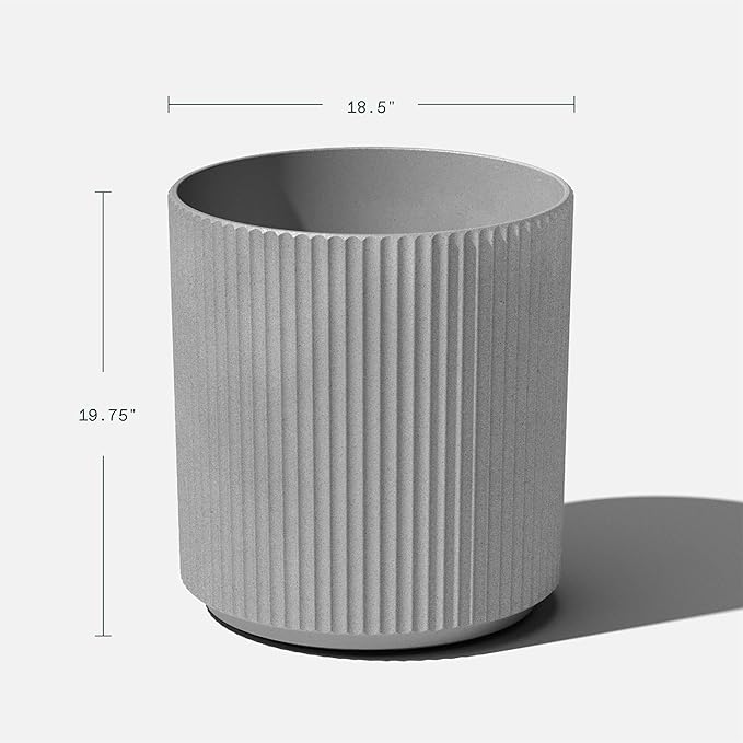 Veradek Round Demi Planter Pots for Indoor/Outdoor Garden Use | Made from Plastic - Concrete Mix with Drainage Holes | Perfect for Small to Large Succulent Plants, Flowers, Modern Interior Plants