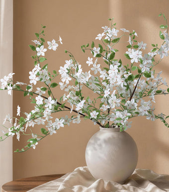 Fake Flowers, 3 Pcs Artificial Flowers Greenery Stems Faux Greenery Stems Branches for Vases Realistic Silk Real Touch Spring Greenery Stems Bulk Bedroom Office Wedding Table Summer Home Decor