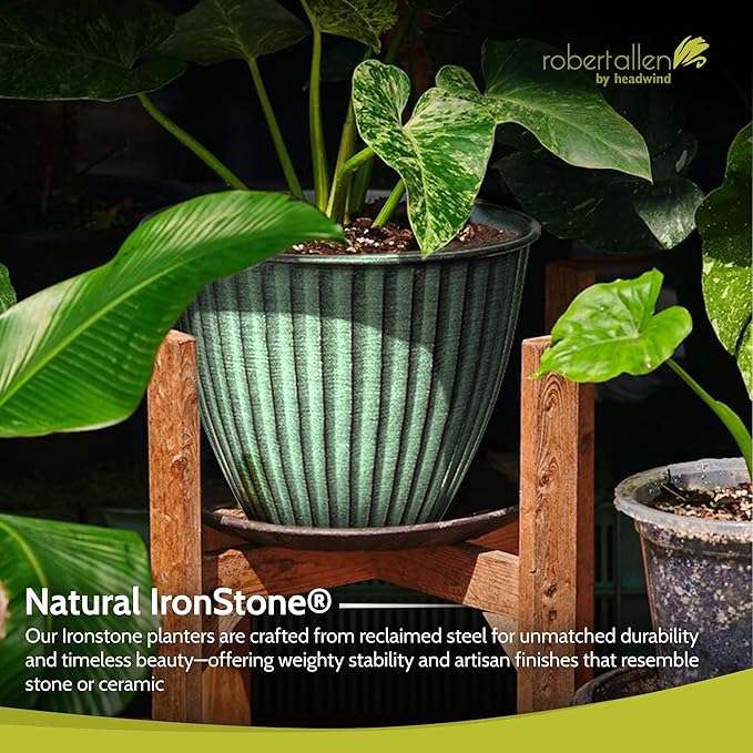 Headwind Monroe Natural Ironstone Collection - 12 Inch Cirrus Light Gray Plant Pot – for Succulent Pots, Flower Pot, Planters for Indoor Plants & Outdoor Planter Pots for Plants by Robert Allen