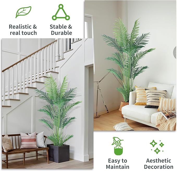 HAIHONG 4.5FT Artificial Palm Tree,Faux Areca Palm Plant with Real Touch Leaves and Adjustable Branches,Fake Tropical Palm Tree for Home Office Indoor Outdoor Modern Decoration