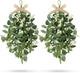 2 PCS 24'' Eucalyptus Wreaths for Front Door Artificial Greenery Teardrop Swags Spring Summer Green Swag Farmhouse Hanging Swags with Berry Ribbon for Wedding Home Outdoor Wall Cabinet Party Decor