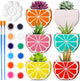 Pasimy 6 Set Ceramics to Paint DIY Ceramic Succulent Planter Pots Paint Your Own Flower Pots Craft Kit Unpainted Bisque Flowerpot with Brush Palette for Family Activity Holiday Gifts(Orange)