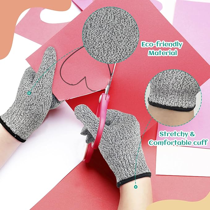 Evridwear Cut Resistant Gloves for Kids 10-13 Years, Level 5 Protection Cutting Gloves Food Grade for Cooking, Whittling, Wood Carving, Gardening and DIY