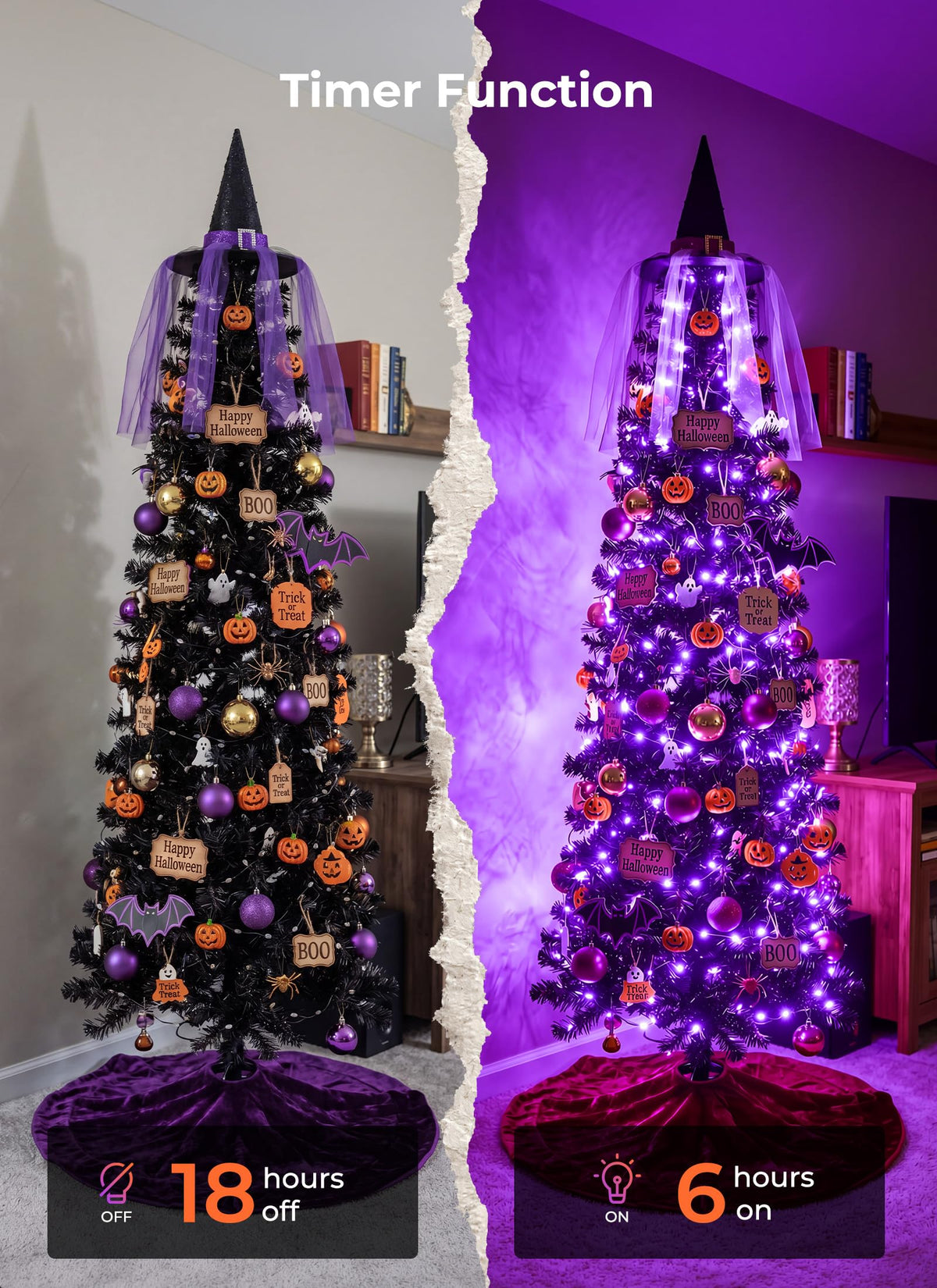 Minetom Halloween Fairy Lights Plug in, 33ft 100LED Twinkle String Lights