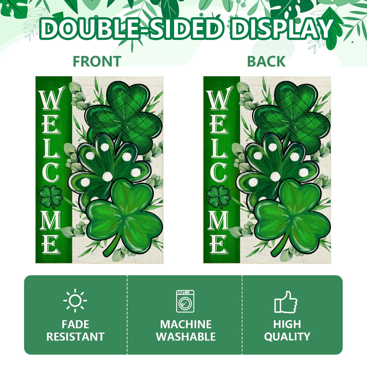 Agroon St Patricks Day Shamrocks Garden Flag 12x18 Inch