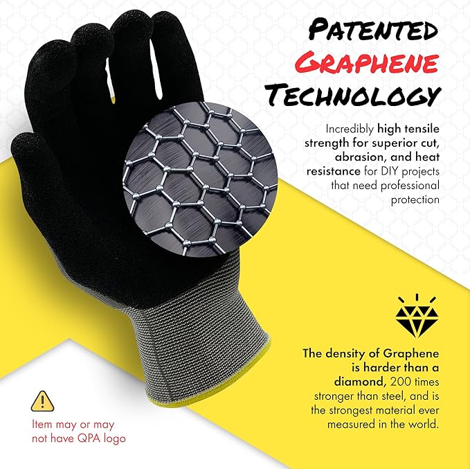 Quest Protective Apparel Cut Resistant Work Gloves (ANSI A1) – Lightweight Graphene Gloves for Gardening,DIY,Mechanical & General Handling – Breathable Grip Gloves for Men & Women – Medium, Case of 72