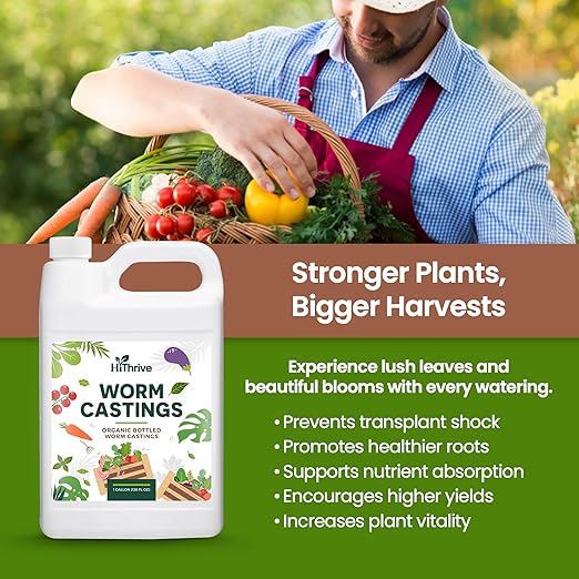 1 Gallon Worm Castings for Plants - Makes 256 Gallons of Earthworm Castings Compost Tea, Liquid Worm Casting – Nutrient-Rich Organic Compost Worms for Healthier Soil & Vibrant Plant Growth