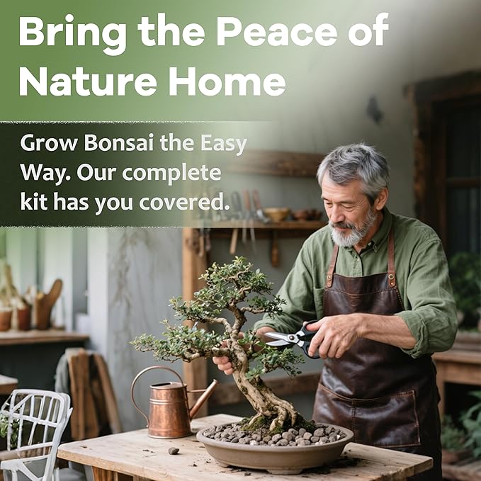 LUOJIBIE Bonsai Tree Kit for Beginners - Unique DIY Japanese Bonsai Trees,Crafts for Adults, Ideal Gardening Birthday Gift for Women & Men,Complete Indoor Plant Kit