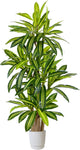 Artificial Dracaena Tree 6ft, Fake Yucca Plant with White Planter and Lifelike Leaves, Faux Dracaena Tall Floor Trees for Home Office Garden Décor