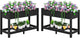 SERWALL Raised Garden Bed with Legs Set of 2, 43"×17"×30" Large HDPE Elevated Planter Box for Vegetables Flower Herb Patio, All Weather Use-Black