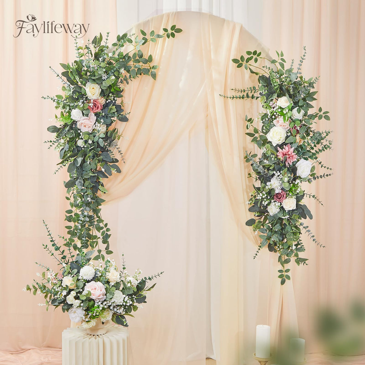 Faylifeway 240 Pcs Artificial Eucalyptus & Baby Breath Greenery Stems
