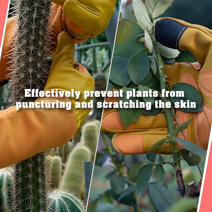 SLARMOR Long-Gardening-Gloves for Women/Men - Thorn Proof Rose Pruning Gloves Heavy Duty Gauntlet, Best Garden Gifts for Gardener-L
