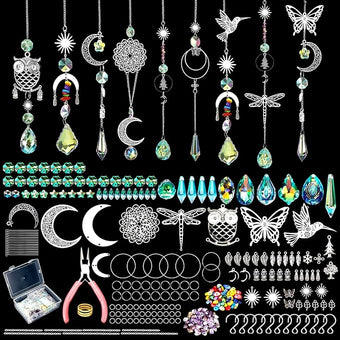 Tarklanda 460 PCS DIY Crystal Suncatcher Craft Kit - Rainbow Maker Hanging Sun Catchers with Hooks Chains Colorful Prism Pendants for Window Garden Home Christmas Decor Wedding Birthday Gifts