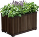Keter Signature 21.7 Inch Tall Rectangular Large Wood Look Planter for Indoor or Outdoor Flower Pot Ideal for Patio Deck and Front Porch Decor, Rosewood