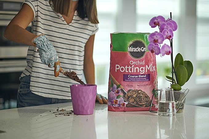 Miracle-Gro Orchid Potting Mix Coarse Blend, For Indoor or Outdoor Container Plants, Feeds for up to 6 Months, 8 qt., 3-Pack