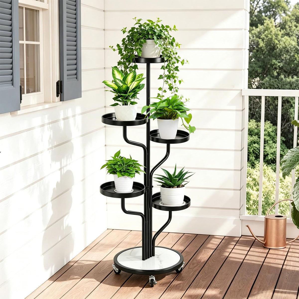 5 Tier Tall Plant Stand Indoor, Corner Plant Display for Living Room Patio