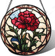 AMDERVEN Stained Glass Window Hanging - Red Carnation Birth Flower Sun Catcher for Door Garden Home Decor Suncatcher Christmas Mother's Day Birthday Gifts for Women Men Mom Nana Friend Wife 15 in